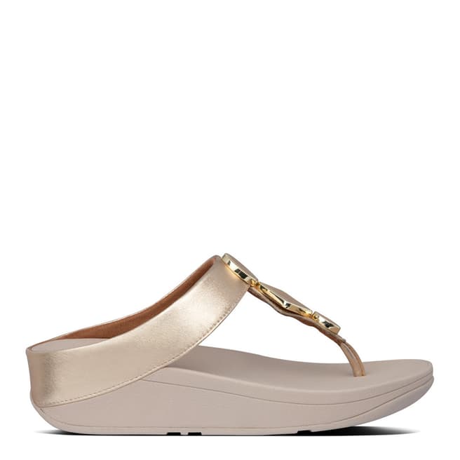 FitFlop Vintage Gold Leia Leather Toe Post Sandals