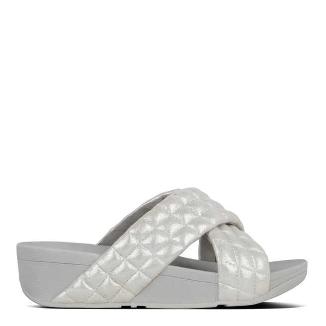 FitFlop Silver Lulu Padded Shimmy Suede Slides