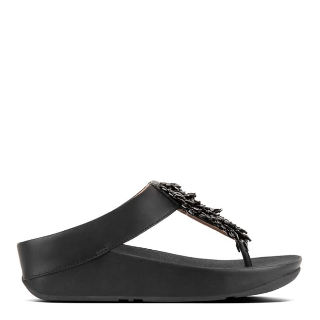 FitFlop Black Rumba Toe-Thong Sandals