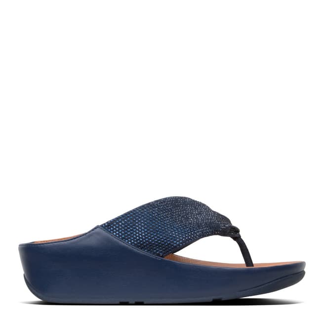 FitFlop Midnight Navy Twiss Crystal Toe Post Sandals