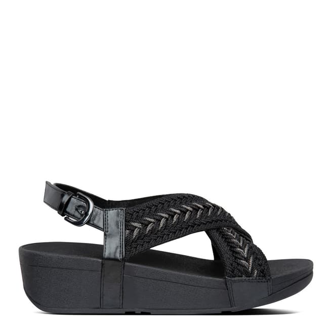 FitFlop All Black Mallory Metallic Weave Back-Strap Sandals