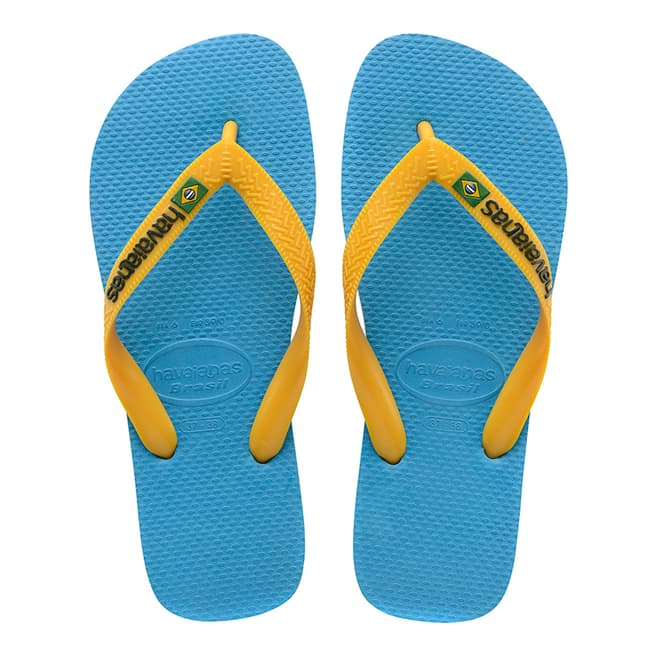 Havaianas Turquoise/Citrus Yellow Brazil Logo Flip Flops