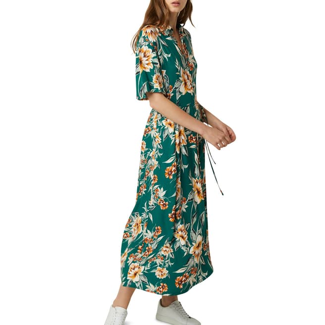 French Connection Green Multi Floral Shirt Dress