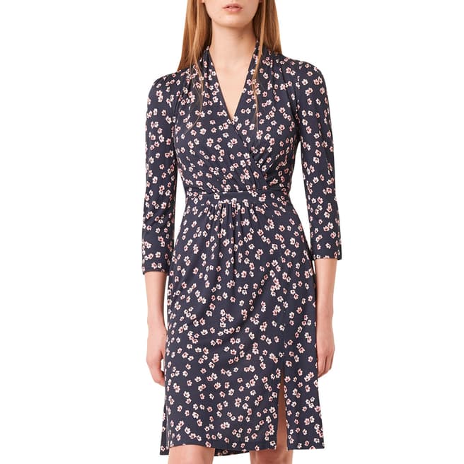 French Connection Blue Multi Meadow Wrap Dress