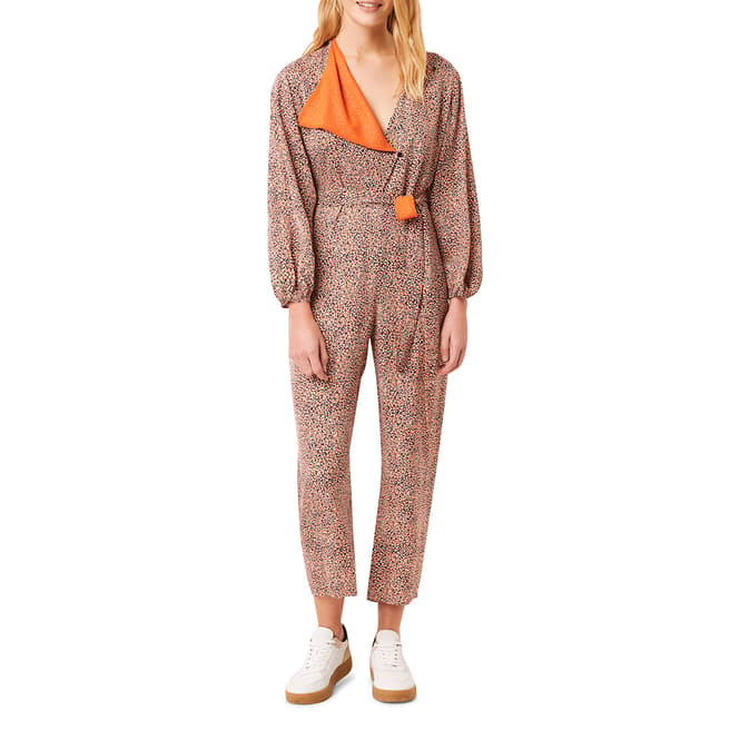 French Connection Orange Mix Printed Jumpsuit