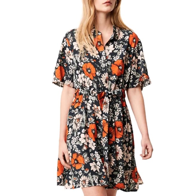 French Connection Green Multi Floral Shirt Dress