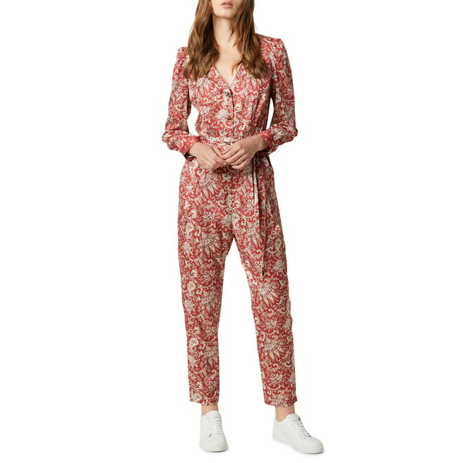 French Connection Red Paisley Jumpsuit