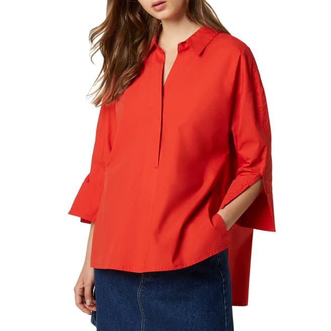 French Connection Red Rhodes Poplin Popover Shirt