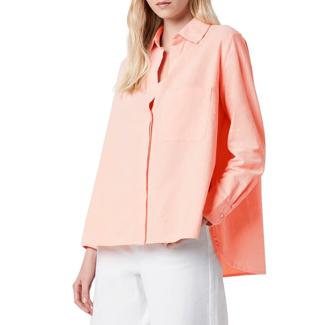 French Connection Neon Orange Oxford Popover Shirt