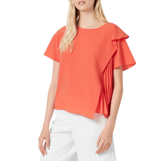 French Connection Red Light Pleated Top