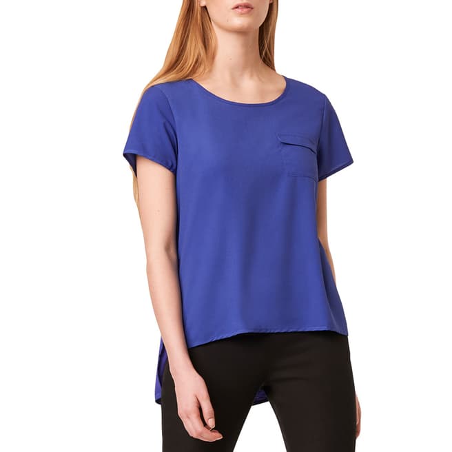 French Connection Blue Light Round Neck Top