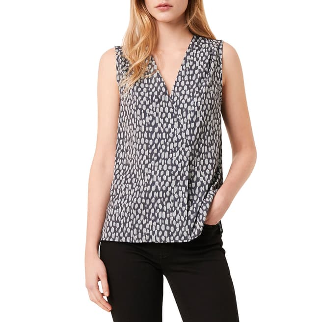 French Connection Navy/ White Printed Sleeveless Top