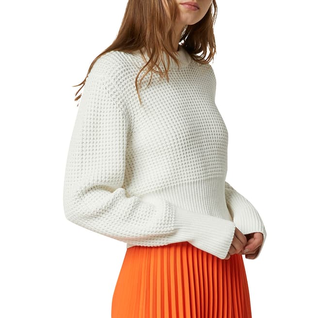 French Connection White Waffle Jumper