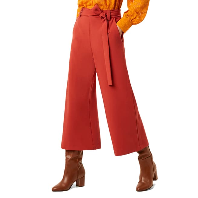 French Connection Red Cropped Flare Trousers