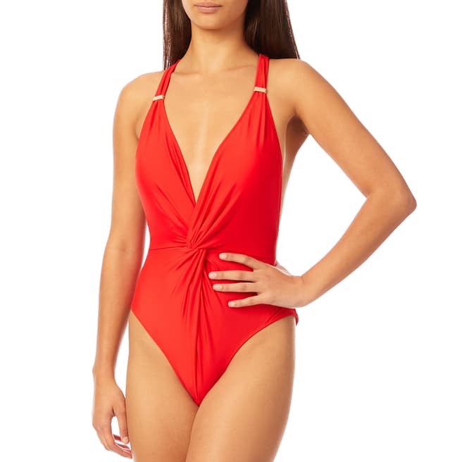 N°· Eleven Red Twist Front Swimsuit