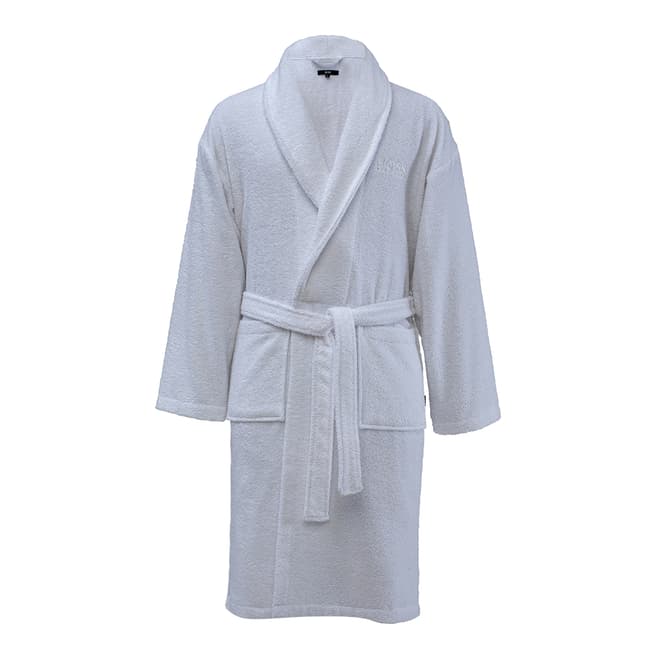 Hugo Boss Solid Shawl Collar Bath Robe, White