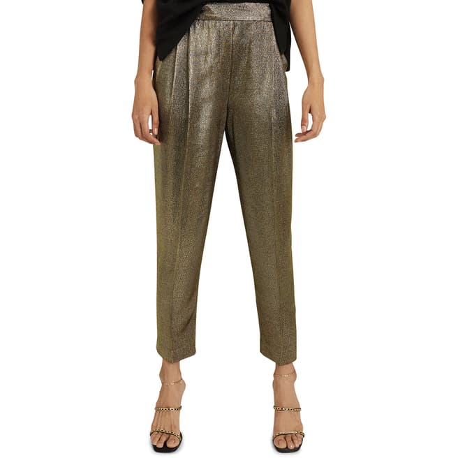 Reiss Gold Camille Shimmer Trousers