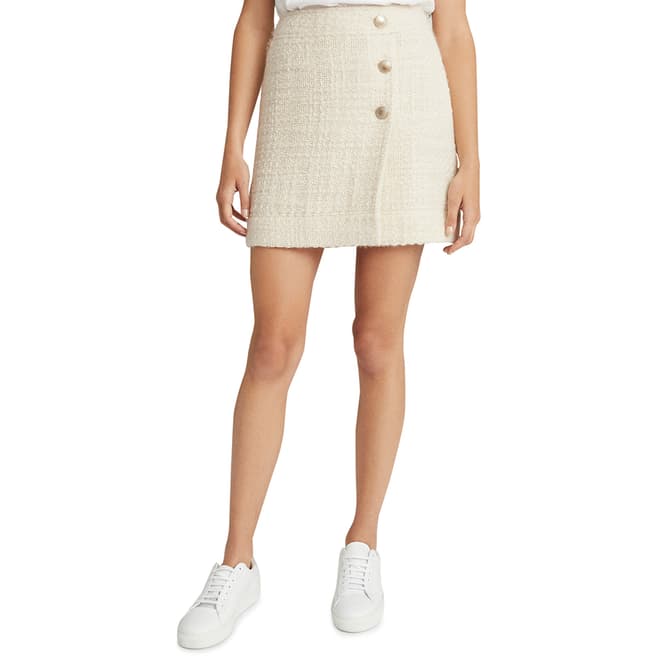 Reiss Cream June Boucle Wool Blend Mini Skirt