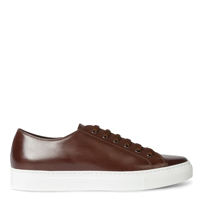 PAUL SMITH Dark Brown Leather Sotto Trainers
