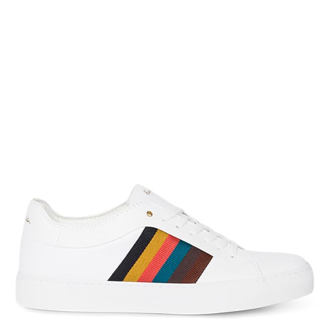 PAUL SMITH White Leather Artist Stripe Trainers