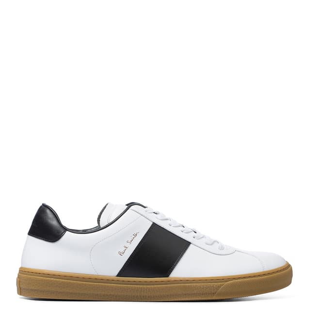 PAUL SMITH White Leather Contrast Stripe Trainers