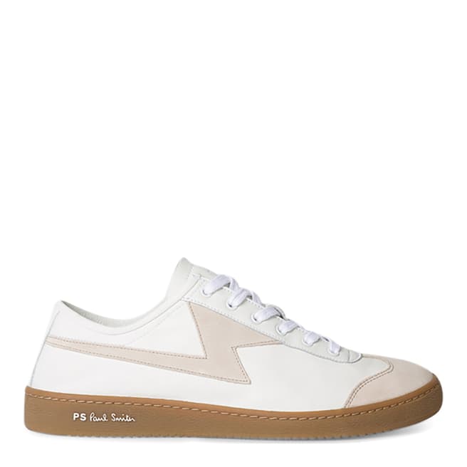 PAUL SMITH White Suede Leather Zig Zag Trainers