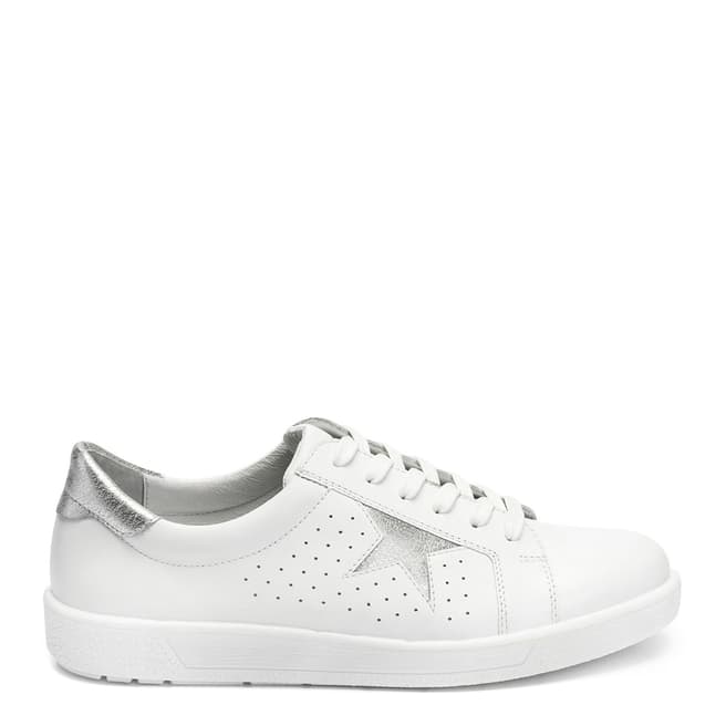Belwest White and Silver Leather Star Trainers