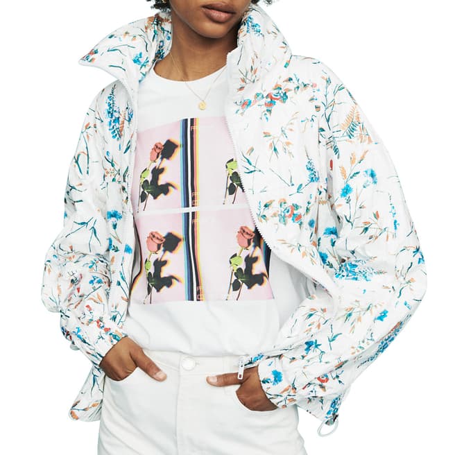 MAJE Multi Floral Print Hooded Coat