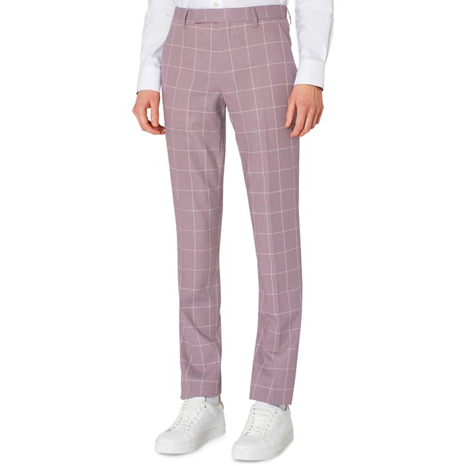 PAUL SMITH Lilac Checked Formal Wool Trousers