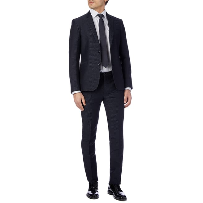 PAUL SMITH Black Fully Lined Wool Blend Suit