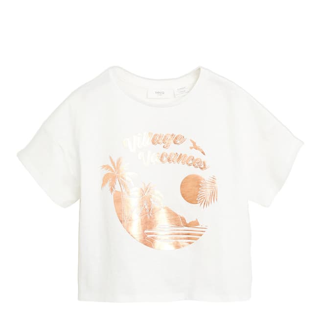 Mango Off White Message Organic Cotton T-Shirt