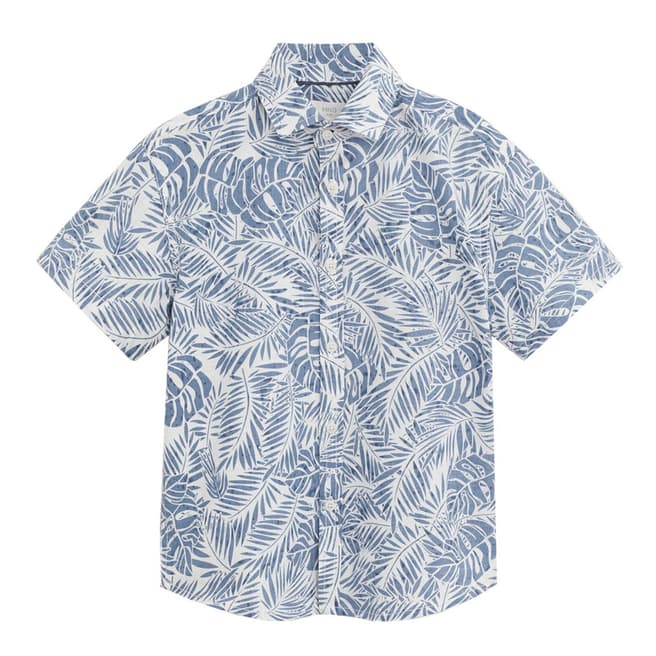 Mango Ink Blue Tropical Print Shirt