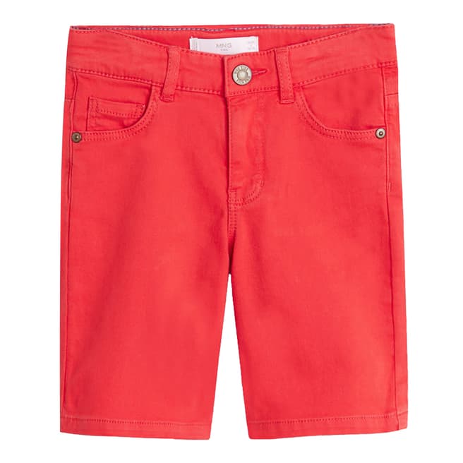 Mango Red Denim Bermuda Shorts