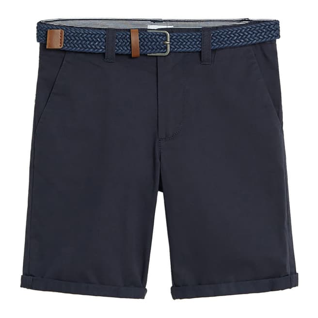 Mango Dark Navy Belt Cotton Bermuda Shorts