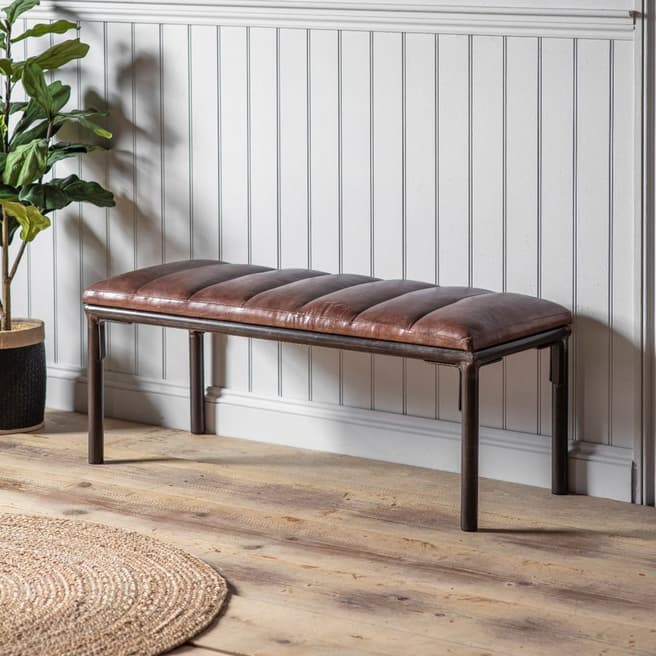 Gallery Living Tivern Brown Leather Bench