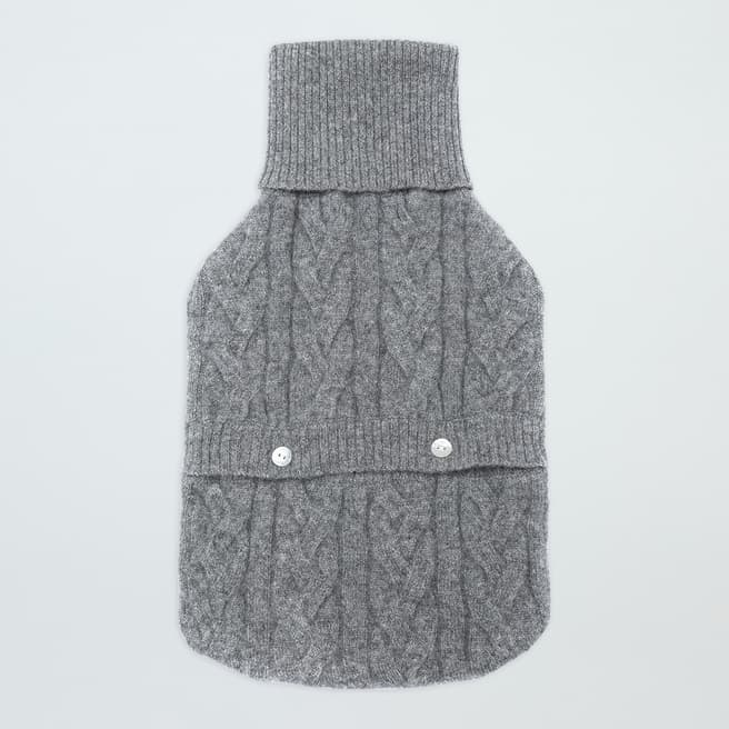 Laycuna London Grey Marl Cable Cashmere Hot water Bottle Cover 