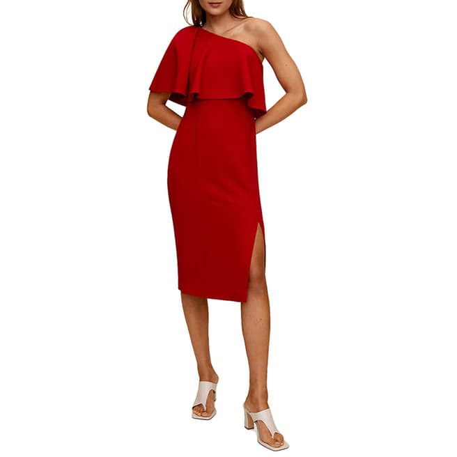 Mango Red Asymmetric Sleeve Dress