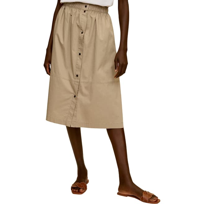 Mango Beige Button Through Cotton Skirt