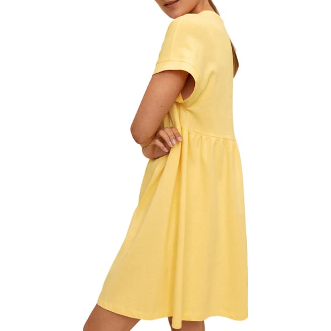 Mango Pastel Yellow Round Neck Cotton Dress