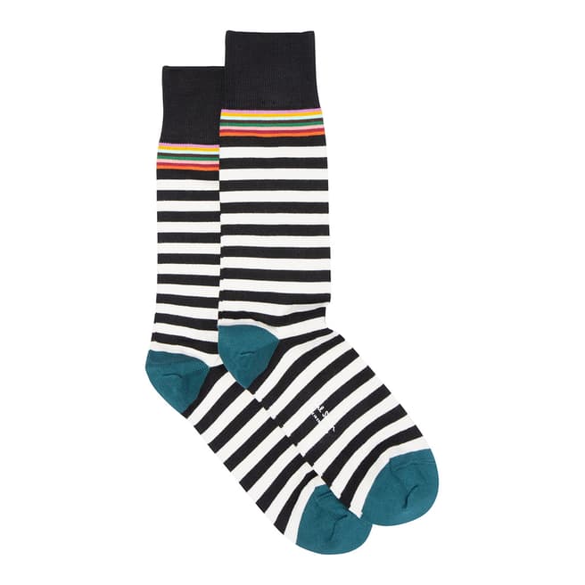 PAUL SMITH Black/Multi Top 2 Stripe Socks