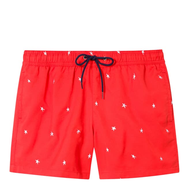 PAUL SMITH Red Plain Embroidery Swim Shorts