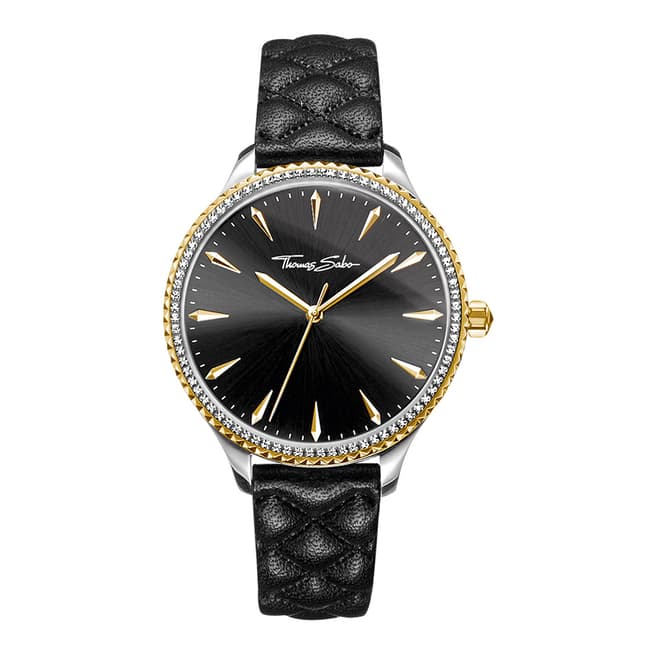 Thomas Sabo Black Quilted Leather Watch 38mm
