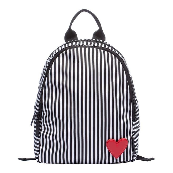 Lulu Guinness Black Chalk Red Heart & Stripes Sadie Backpack