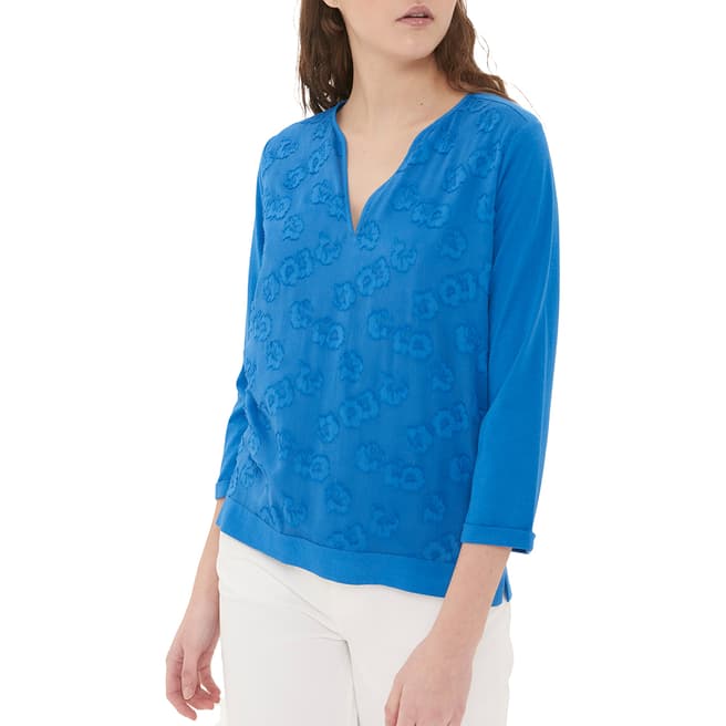 Gerard Darel Blue Patterned V Neck T-Shirt