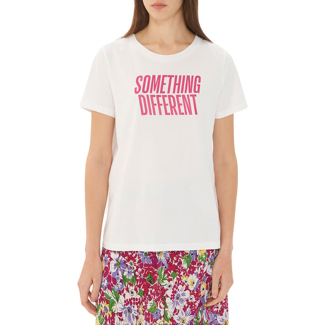 Gerard Darel White/Pink Graphic Print T-Shirt