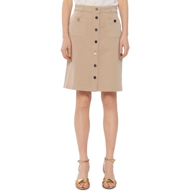 Gerard Darel Beige Buttoned Cotton Skirt