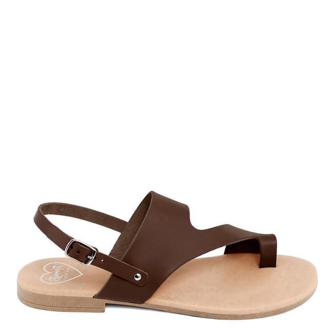 Romy B Brown Leather Bandage Sandals
