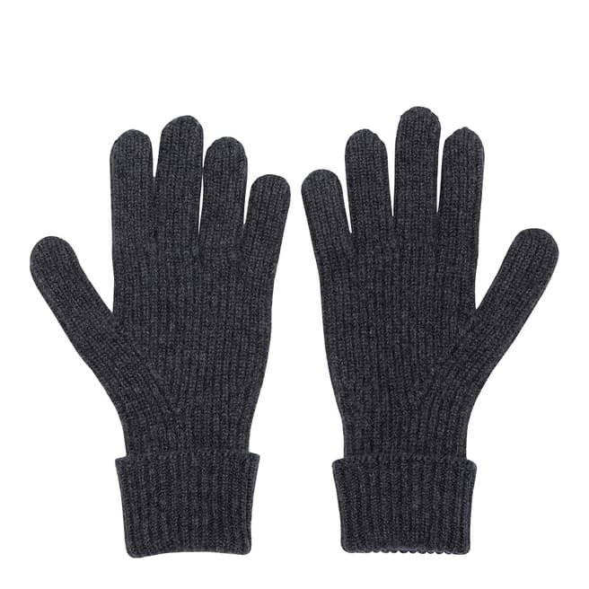 Scott & Scott London Men's Charcoal Grey Ribbed Cashmere Gloves