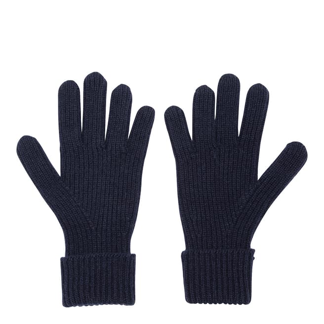 Scott & Scott London Men's Navy Ribbed Cashmere Gloves