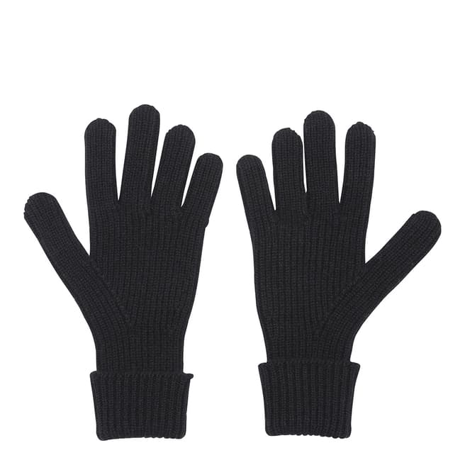 Scott & Scott London Men's Black Ribbed Cashmere Gloves